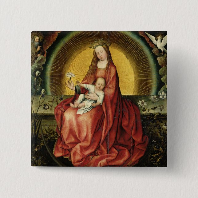 Badge Carré 5 Cm La Vierge et l'enfant 2 (Devant)