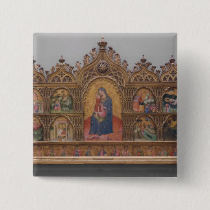 Badge Carré 5 Cm La Vierge et l'enfant avec des scènes légendaire