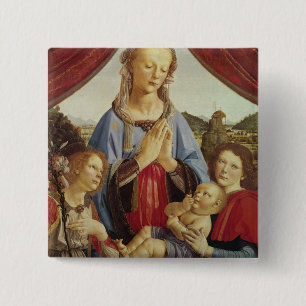 Badge Carré 5 Cm La Vierge et l'enfant avec deux anges, c.1470