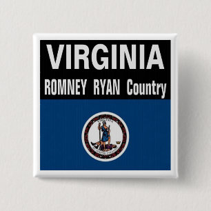 Badge Carré 5 Cm La Virginie est bouton de pays de Romney Ryan