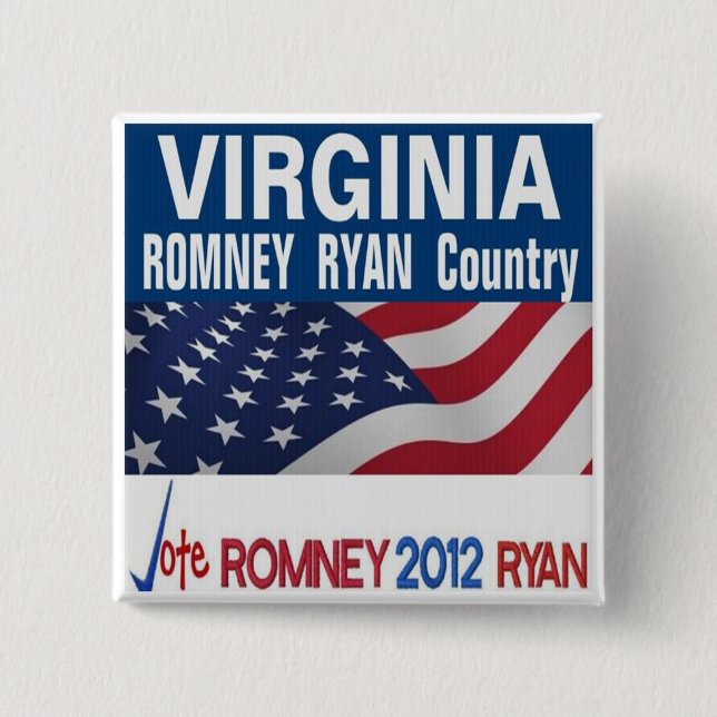 Badge Carré 5 Cm La Virginie est bouton de pays de Romney Ryan (Devant)