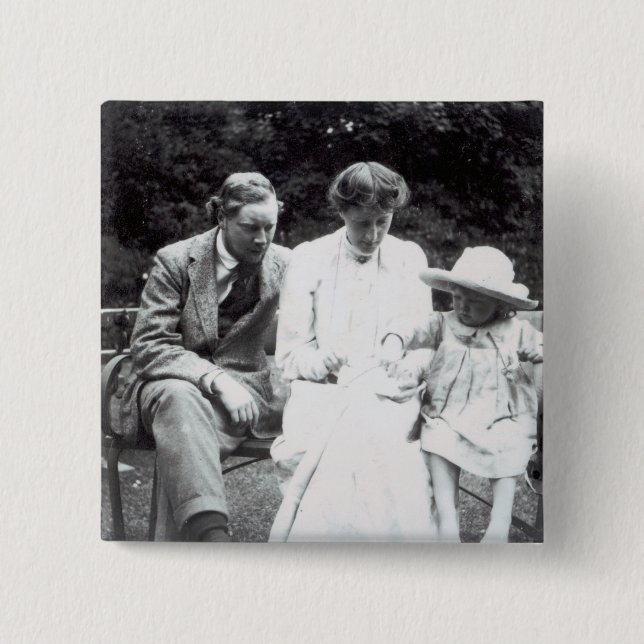 Badge Carré 5 Cm La Virginie Woolf avec Clive et Julian Bell, 1910 (Devant)