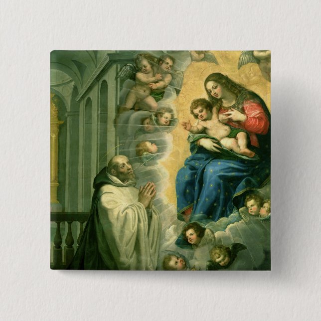 Badge Carré 5 Cm La vision de St Bernard, 1634 (Devant)