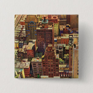 Badge Carré 5 Cm La vue de primevère farineuse de New York City par