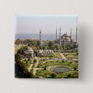 Badge Carré 5 Cm La vue du sultan Ahmet Camii a construit 1609-16