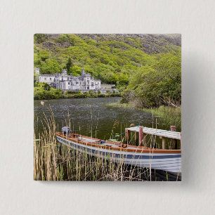 Badge Carré 5 Cm L'abbaye de Kylemore, Irlande. L'abbaye de Kylemor