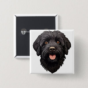 Badge Carré 5 Cm Labradoodle Chien noir