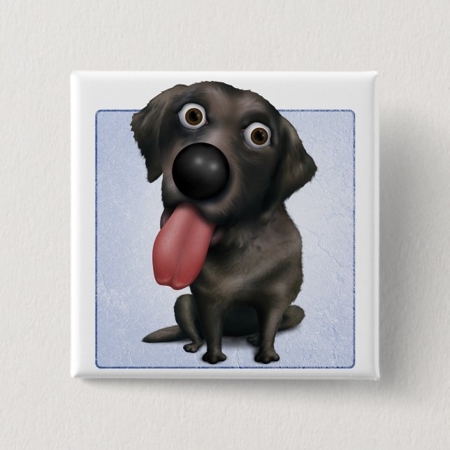 Badge Carré 5 Cm Labrador Retriever (noir) (Devant)