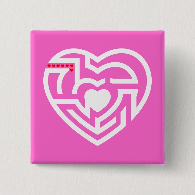 Badge Carré 5 Cm labyrinthe d'amour (Devant)