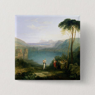 Badge Carré 5 Cm Lac Avernus joseph Mallord William Turner : Aene