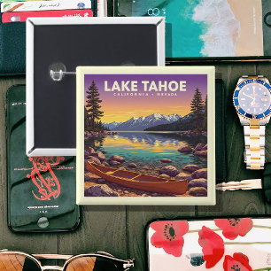 Badge Carré 5 Cm Lac vintage Tahoe Californie Nevada