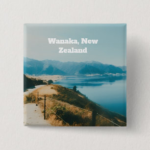 Badge Carré 5 Cm Lac Wanaka, Île du Sud, Nouvelle-Zélande