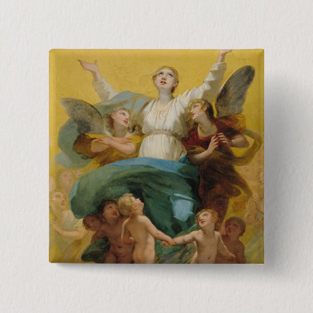 Badge Carré 5 Cm L'acceptation de la Vierge (Devant)