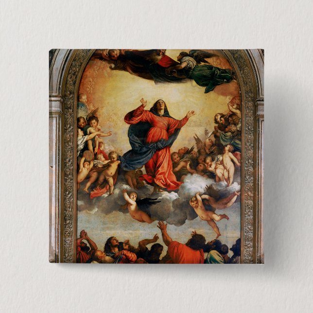 Badge Carré 5 Cm L'acceptation de la Vierge, 1516-18 (Devant)