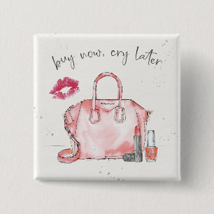 Badge Carré 5 Cm L'achat de la mode   d'aquarelle pleurent