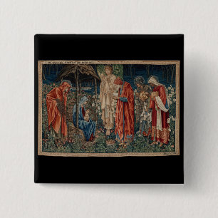Badge Carré 5 Cm L'Adoration des Mages (par Edward Burne-Jones)
