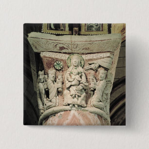 Badge Carré 5 Cm L'adoration des Magi, capital de colonne (pierre)