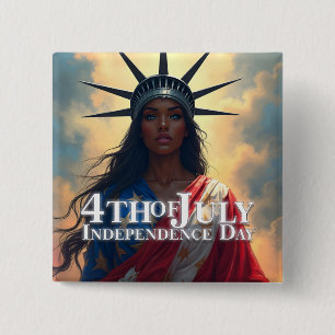 Badge Carré 5 Cm Lady Liberty Réinventée – Un Nouveau Visage de la