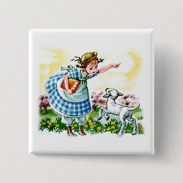 Badge Carré 5 Cm L'agneau de Mary (Devant)