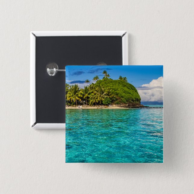 Badge Carré 5 Cm Lagon de Bora Bora (Devant & derrière)
