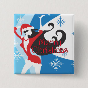 Badge Carré 5 Cm L'aide de Père Noël - Joyeux Noël