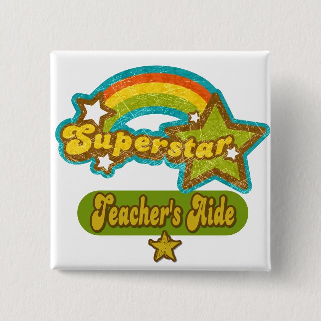 Badge Carré 5 Cm L'aide du professeur de superstar (Devant)