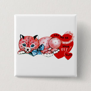 Badge Carré 5 Cm Laissez-moi être votre animal de compagnie, Valent