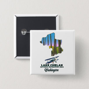 Badge Carré 5 Cm Lake Chelan National Recrerereation Area, washingt