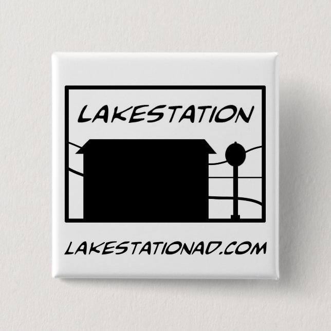 Badge Carré 5 Cm Lakestation - bouton (Devant)