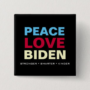 Badge Carré 5 Cm L'AMOUR DE LA PAIX BIDEN Carré plus intelligent