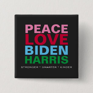 Badge Carré 5 Cm L'AMOUR DE LA PAIX BIDEN HARRIS Plus Smarter Kinde