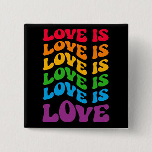 Badge Carré 5 Cm L'amour est amour gay LGBT