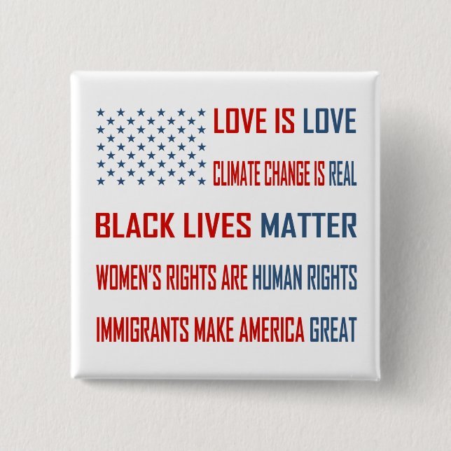 Badge Carré 5 Cm L'amour est bouton de carré d'amour (Devant)