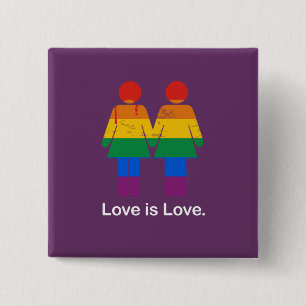 BADGE CARRÉ 5 CM L'AMOUR EST LE COUPLE LESBIEN D'AMOUR - .PNG