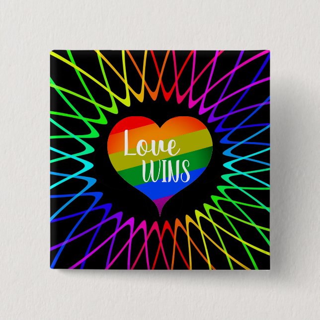 Badge Carré 5 Cm L'amour gagne (Devant)