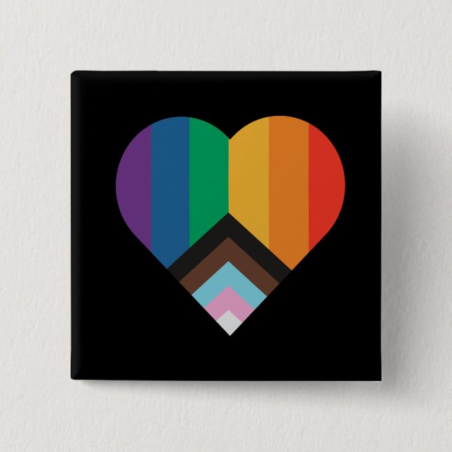 Badge Carré 5 Cm L'amour LGBT+pride. drapeau arc-en-ciel (Devant)