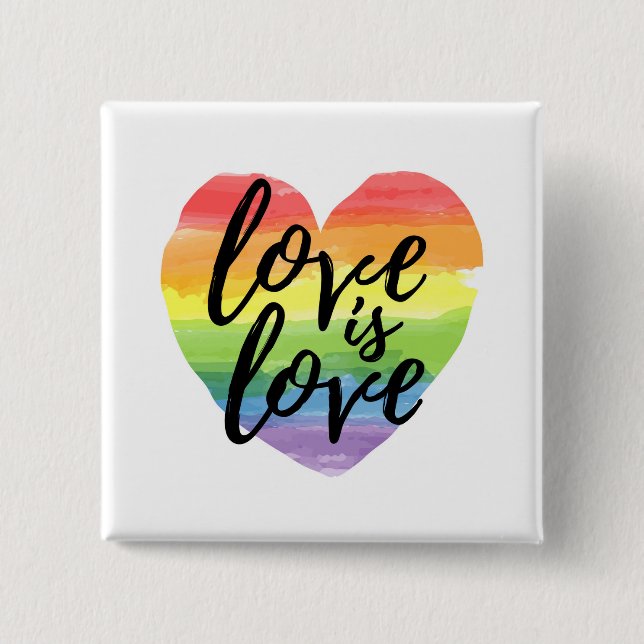 Badge Carré 5 Cm L'Amour | Rainbow Watercolor (Devant)