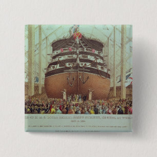 Badge Carré 5 Cm Lancement de H.M.S. Royal Albert, vapeur de vis