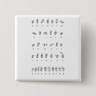 Badge Carré 5 Cm Langue des signes américaine (ASL)