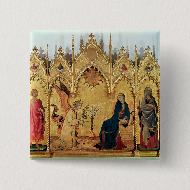 Badge Carré 5 Cm L'annonce avec St Margaret et St (Devant)