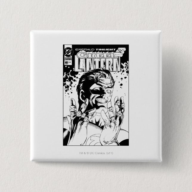 Badge Carré 5 Cm Lanterne verte - beaucoup d'anneaux, noirs et (Devant)