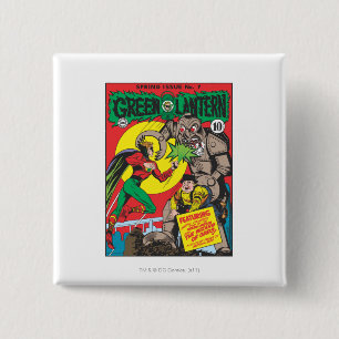 Badge Carré 5 Cm Lanterne verte contre le magicien de la chance