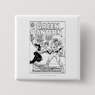 Badge Carré 5 Cm Lanterne verte dans l'anneau, noir et blanc