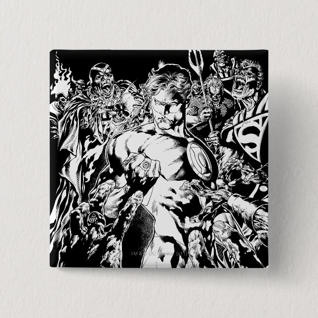 Badge Carré 5 Cm Lanterne verte entourée (Devant)