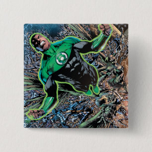 Badge Carré 5 Cm Lanterne verte et la lune