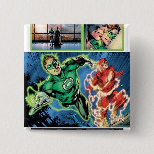 Badge Carré 5 Cm Lanterne verte et le panneau instantané