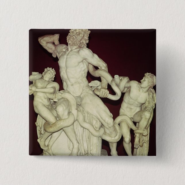 Badge Carré 5 Cm Laocoon, original hellénistique, 1er siècle (Devant)
