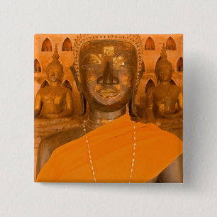 Badge Carré 5 Cm Laos, Vientiane, l'une des 6840 images de Bouddha