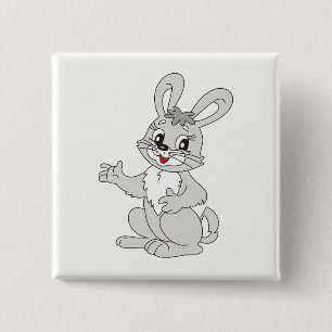 Badge Carré 5 Cm Lapin