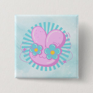 Badge Carré 5 Cm Lapin